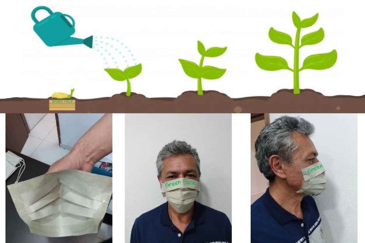 greenface hector - A máscara de celulose 100% biodegradável que é plantada após o uso